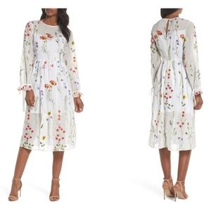 NWT Chelsea28 Sheer embroidered midi dress